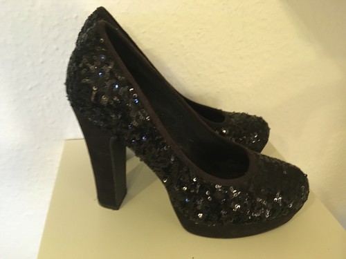Schwarze pailletten high heels - pailletten,