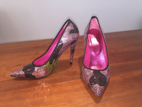 Pailletten pumps neu leder - pailletten, neu,